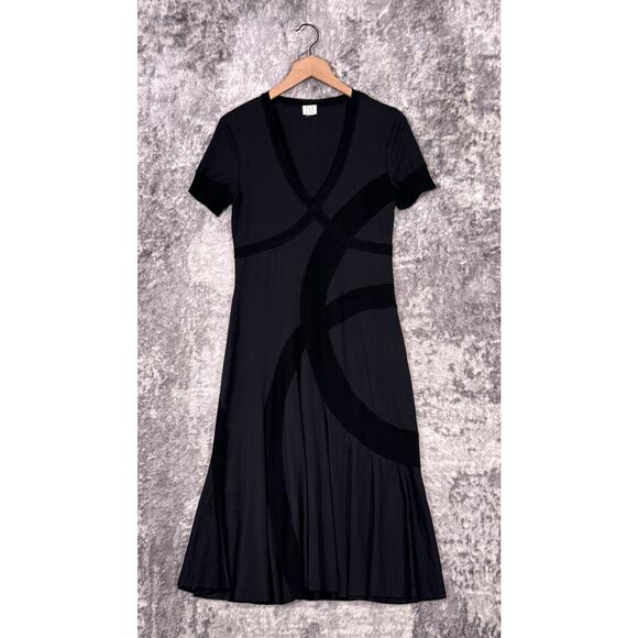 TSE Dress Small Womens Black Cashmere Detailing Short Sleeve Midi - Picture 1 of 10